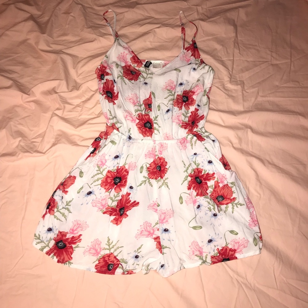 H&M pink floral romper